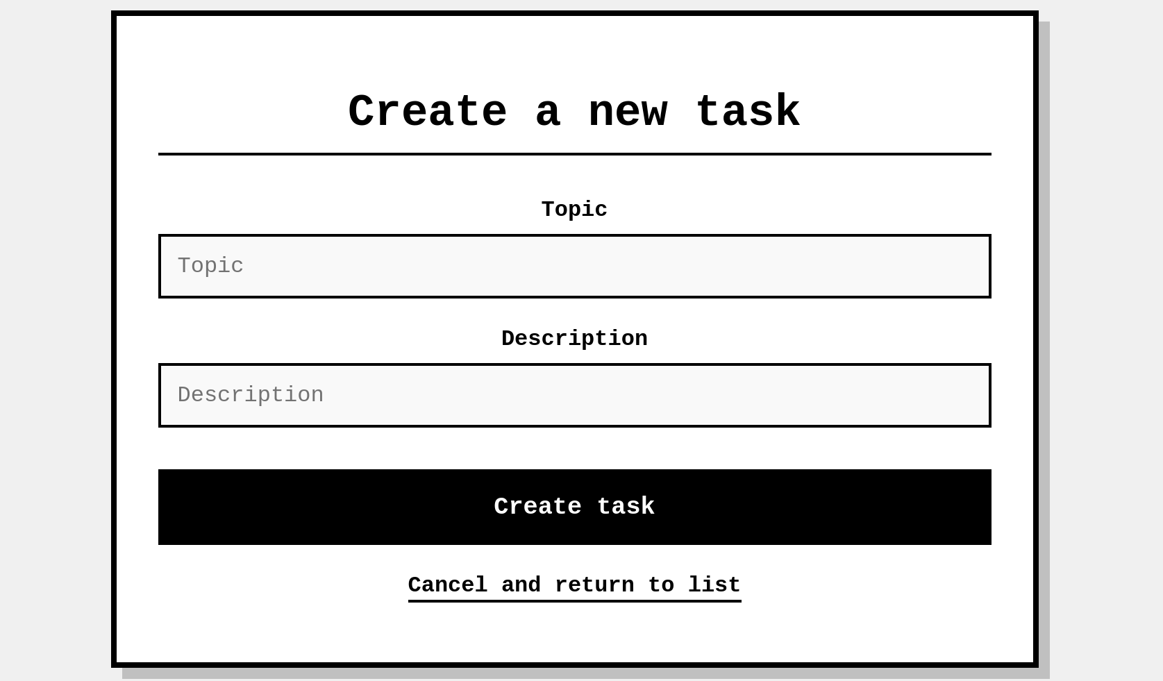 New task form